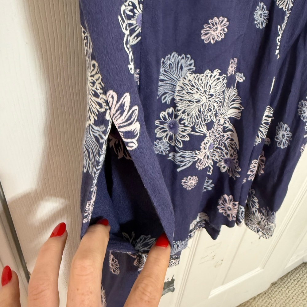 Free People Blue Hawaii Washed Blue Floral Print Mini Dress Size Large - Picture 6 of 10